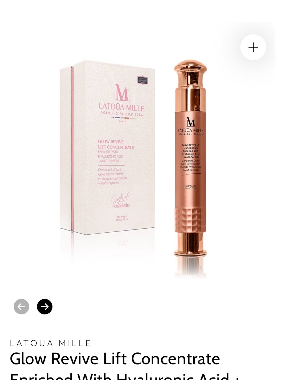 NIB LATOUA MILLE
Glow Revive Lift Concentrate Enriched With Hyaluronic Acid + Mu